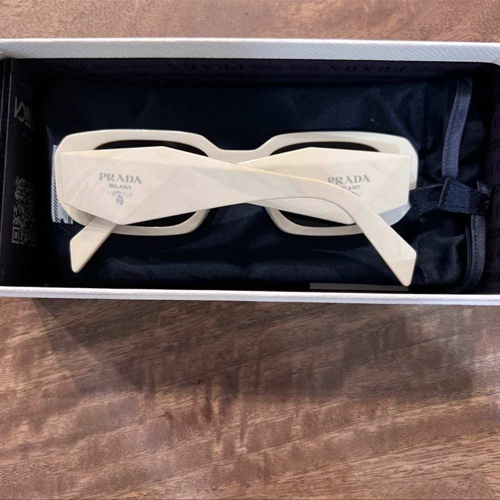 White Prada Rectangle Sunglasses - image 3